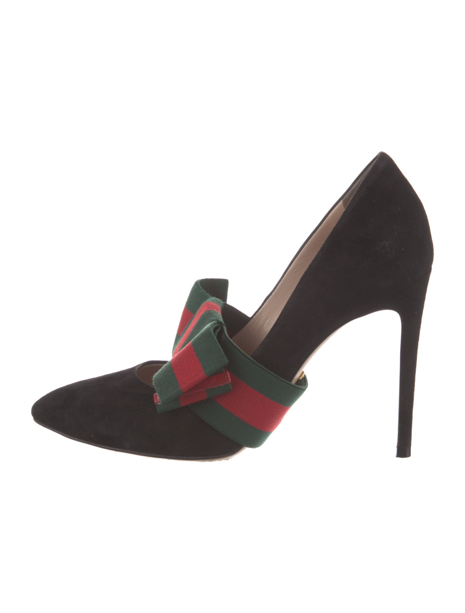 Gucci Web Accent Suede D'Orsay Pumps