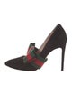 Gucci Web Accent Suede D'Orsay Pumps
