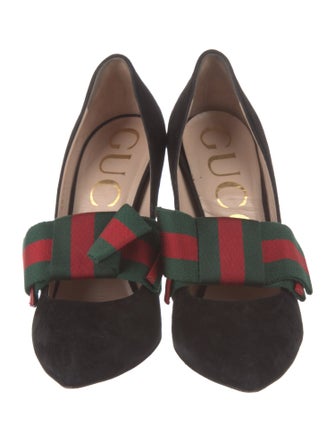 Gucci Web Accent Suede D'Orsay Pumps