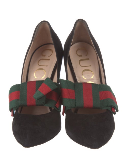 Gucci Web Accent Suede D'Orsay Pumps