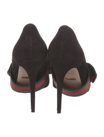 Gucci Web Accent Suede D'Orsay Pumps