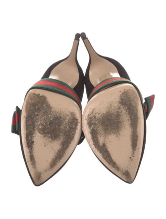 Gucci Web Accent Suede D'Orsay Pumps