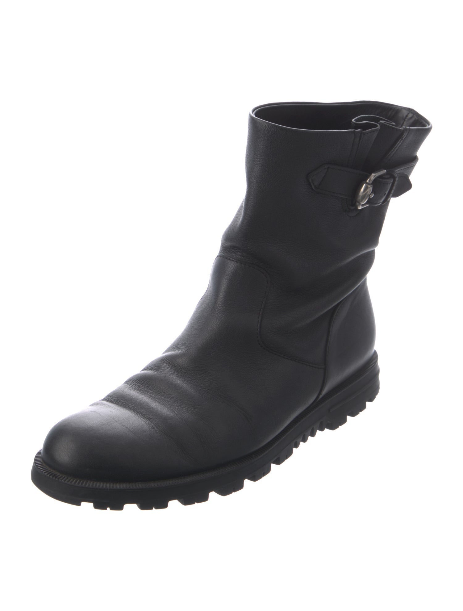 Gucci Web Accent Leather Moto Boots