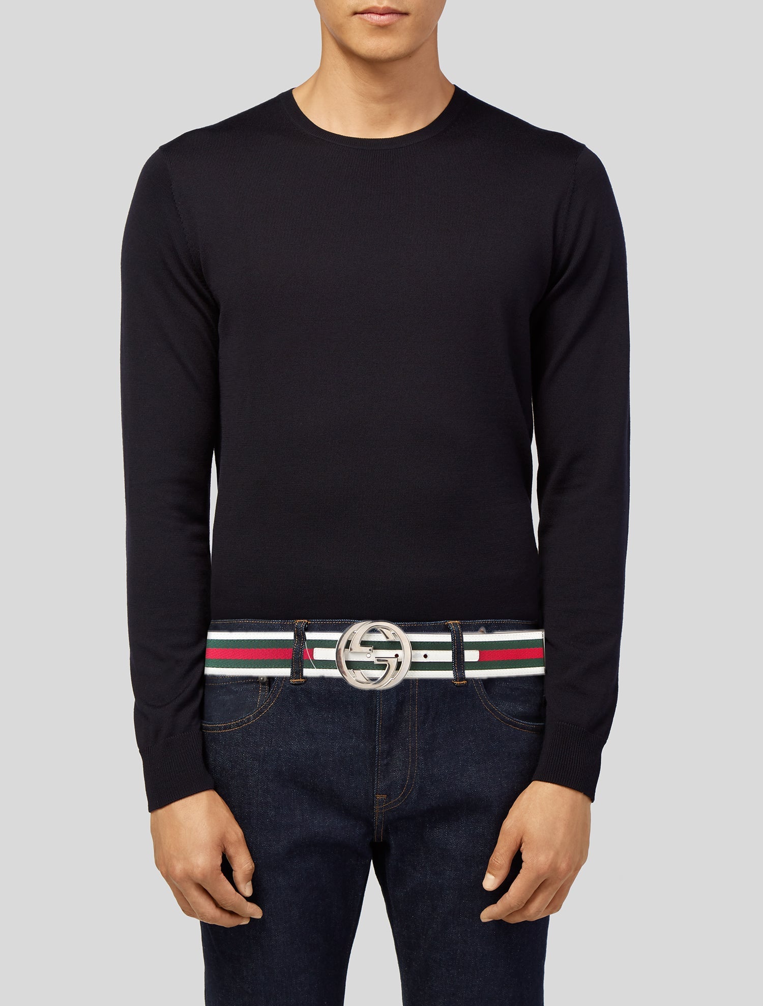 Gucci Web Accent Canvas Belt Kit