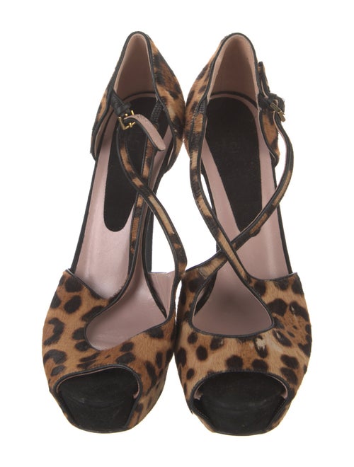Gucci Ponyhair Animal Print T-Strap Pumps
