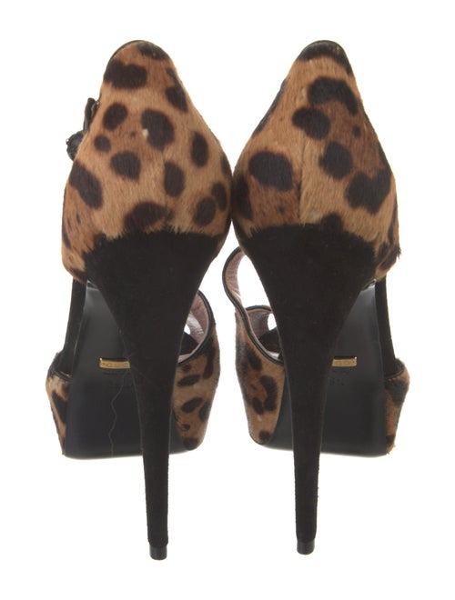 Gucci Ponyhair Animal Print T-Strap Pumps