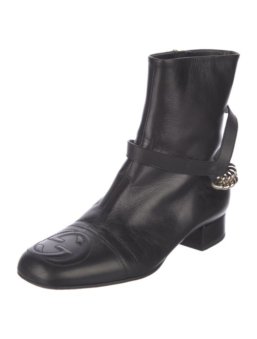 Gucci Chain-Link Accent Leather Moto Boots