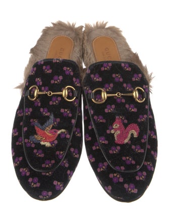 Gucci 1955 Horsebit Accent Velvet Mules