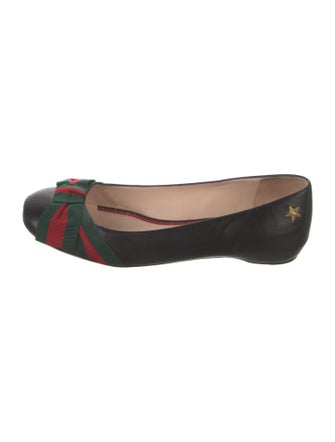 Gucci Web Accent Leather Ballet Flats