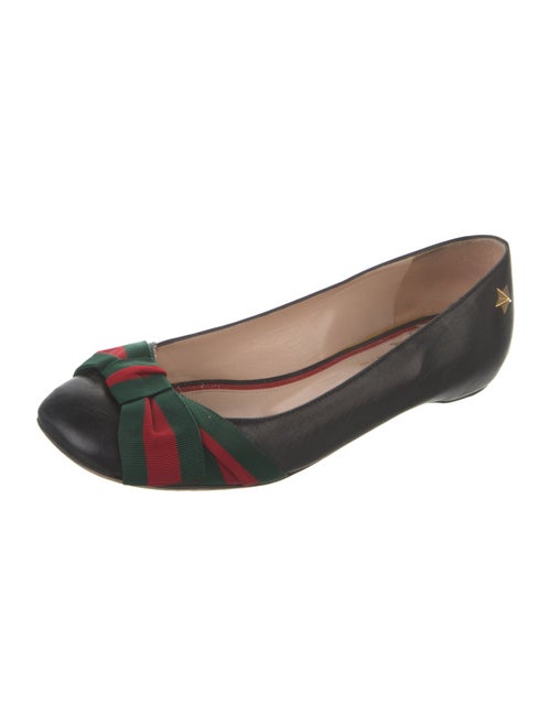 Gucci Web Accent Leather Ballet Flats