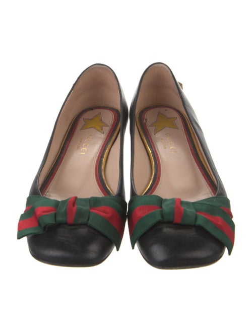 Gucci Web Accent Leather Ballet Flats