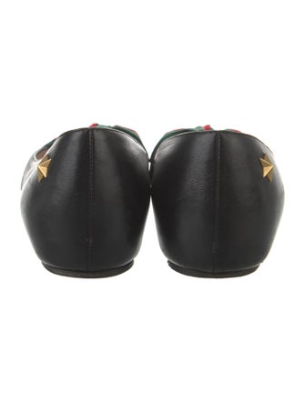 Gucci Web Accent Leather Ballet Flats