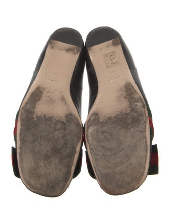 Gucci Web Accent Leather Ballet Flats