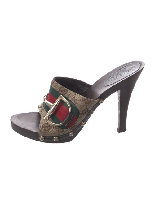 Gucci Late 2000's - Early 2010's GG Canvas Slides