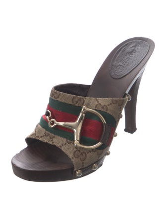 Gucci Late 2000's - Early 2010's GG Canvas Slides