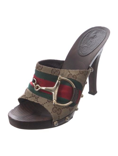 Gucci Late 2000's - Early 2010's GG Canvas Slides