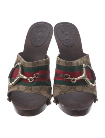 Gucci Late 2000's - Early 2010's GG Canvas Slides