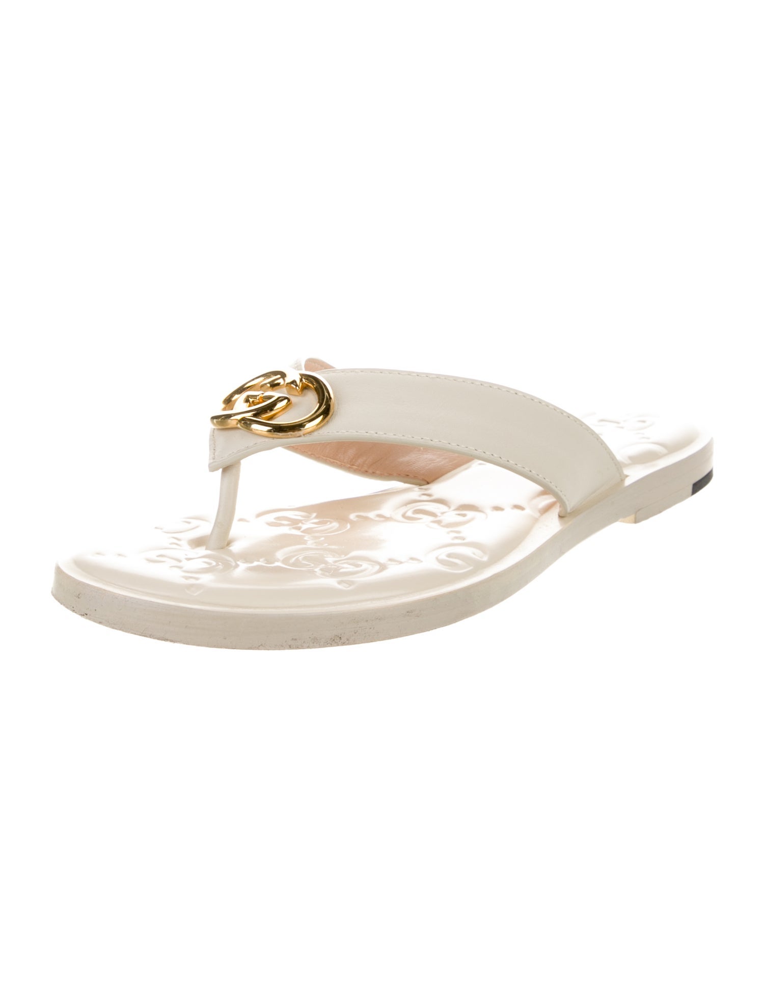 Gucci Interlocking G Logo Leather Flip Flops
