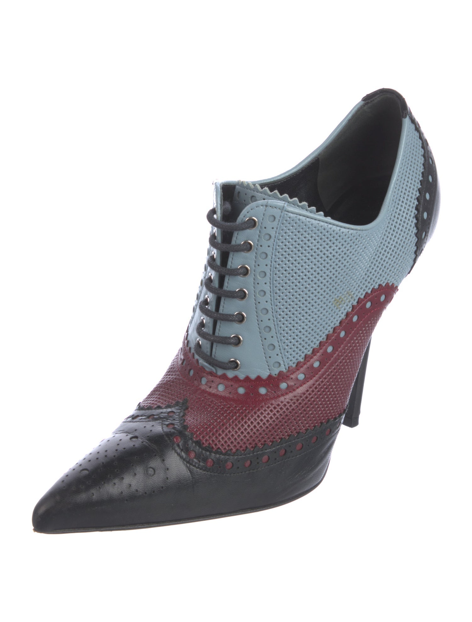 Gucci Leather Colorblock Pattern Pumps