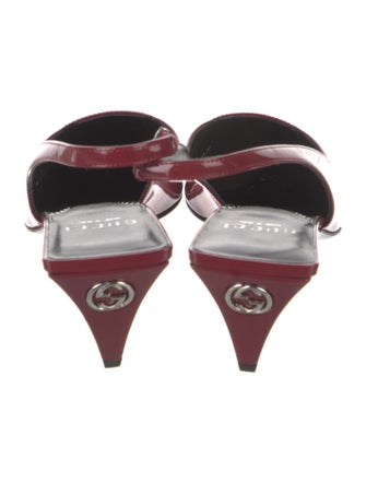Gucci Interlocking G Logo Patent Leather Slingback Pumps