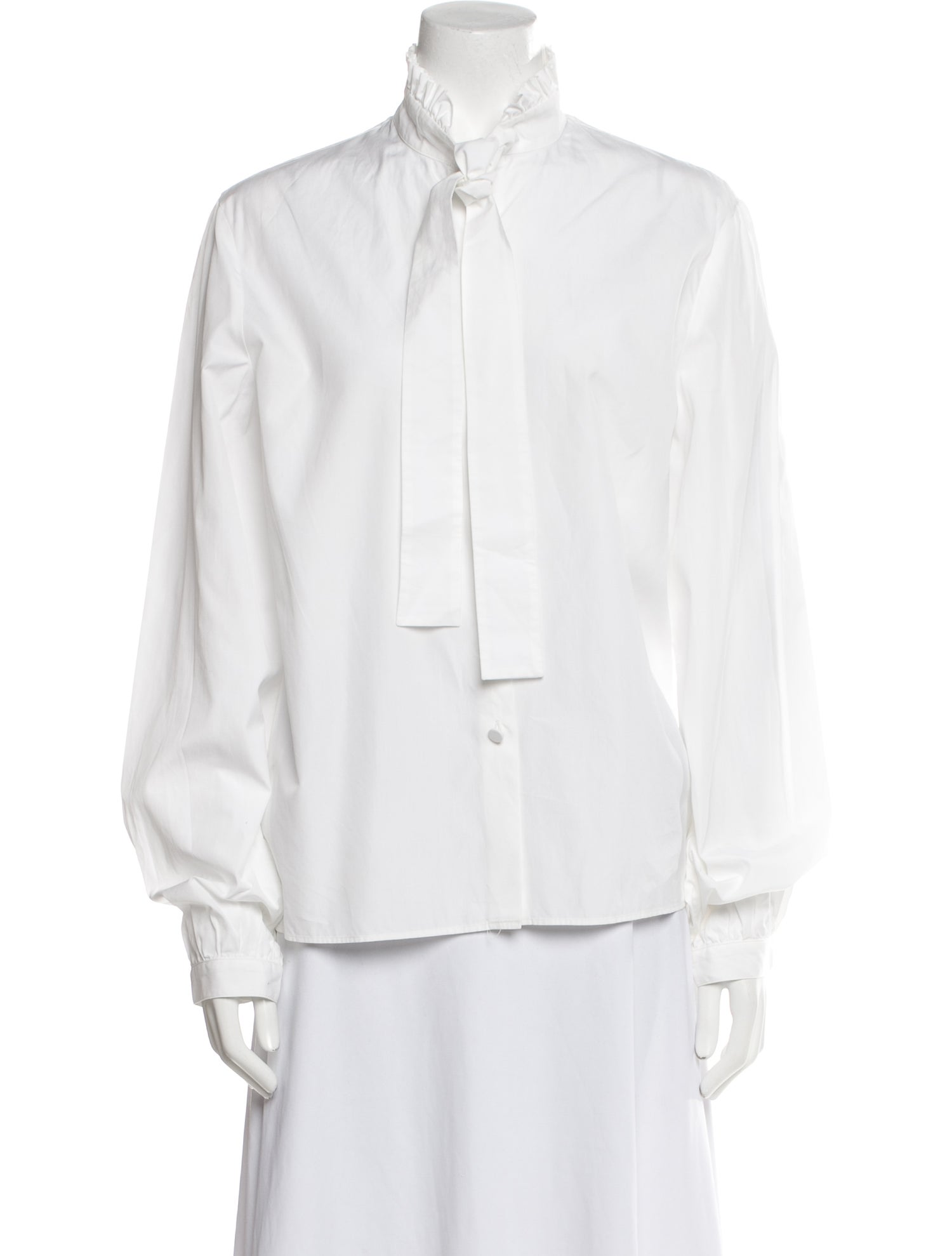 Gucci 2018 Tie Neck Button-Up Top