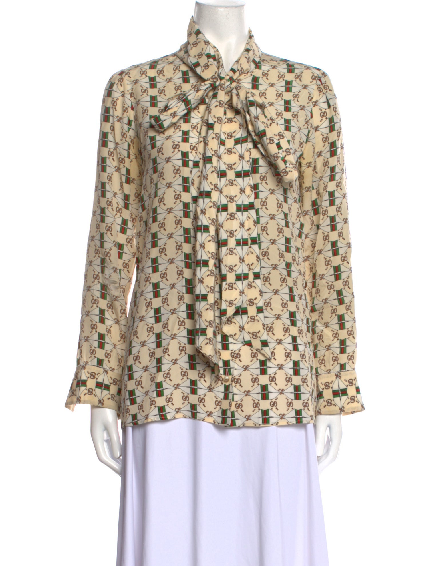 Gucci Silk Printed Button-Up Top