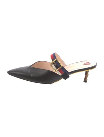 Gucci Sylvie Web Accent Leather Mules