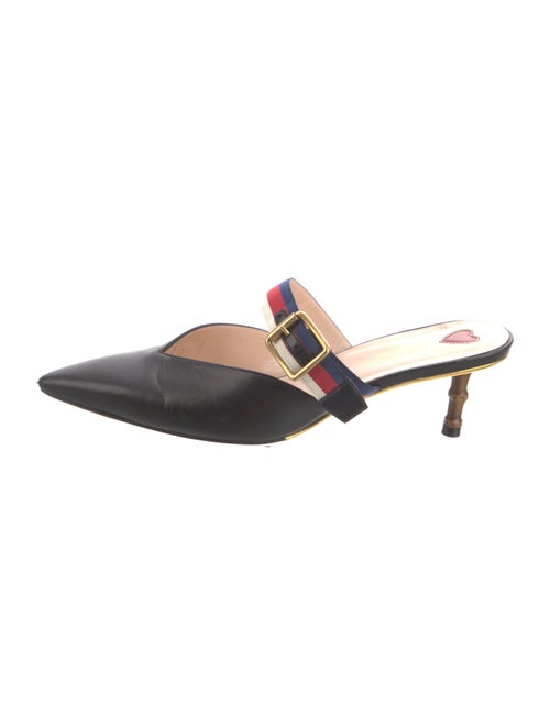 Gucci Sylvie Web Accent Leather Mules
