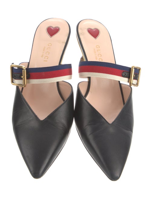 Gucci Sylvie Web Accent Leather Mules