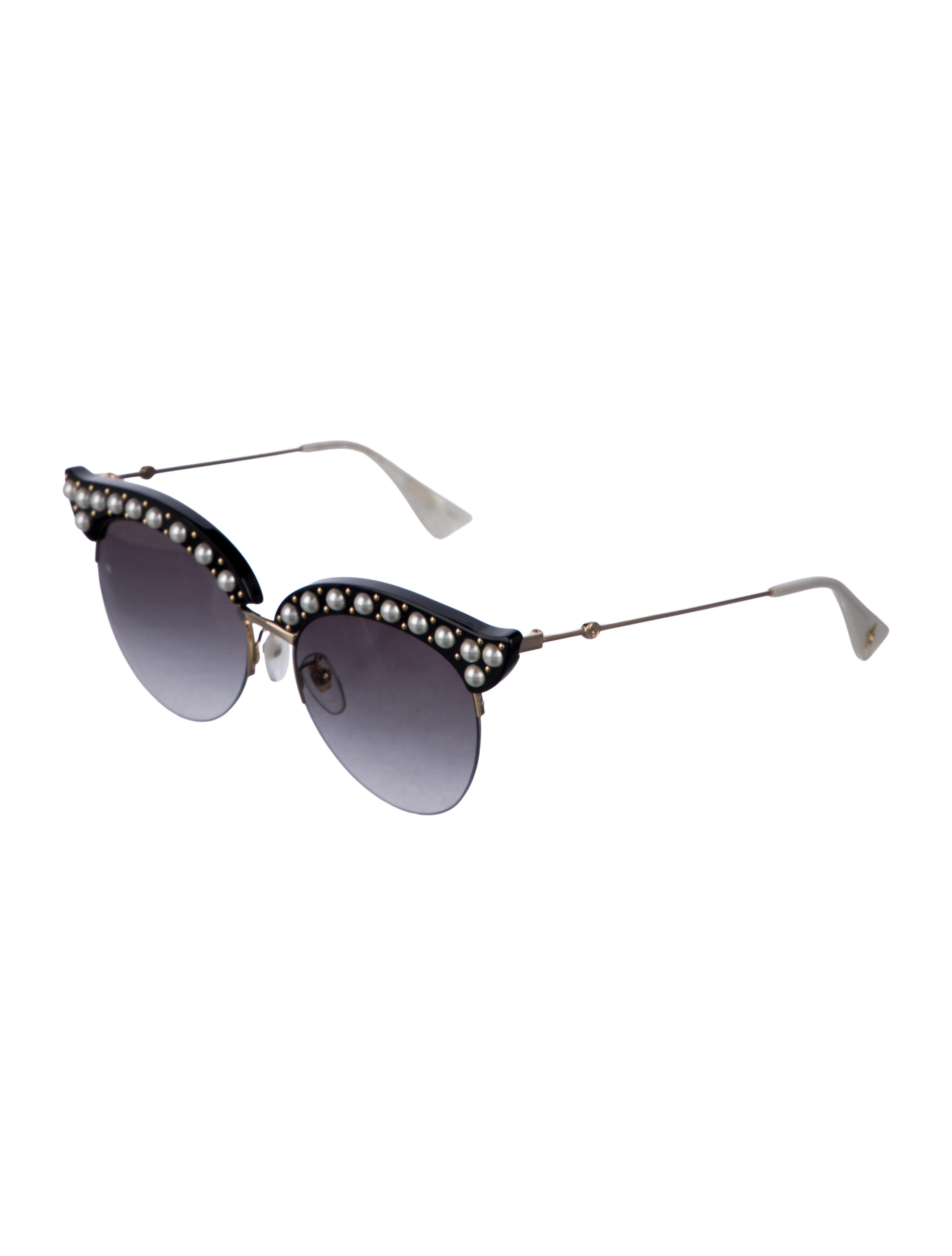 Gucci Faux Pearl Accents Oversize Sunglasses