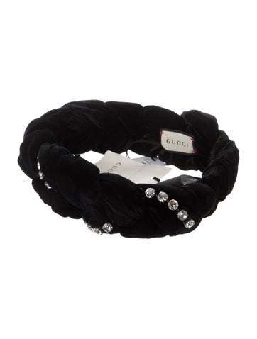 Gucci Hair Accessories Crystal Embellished Braided Velvet Headband