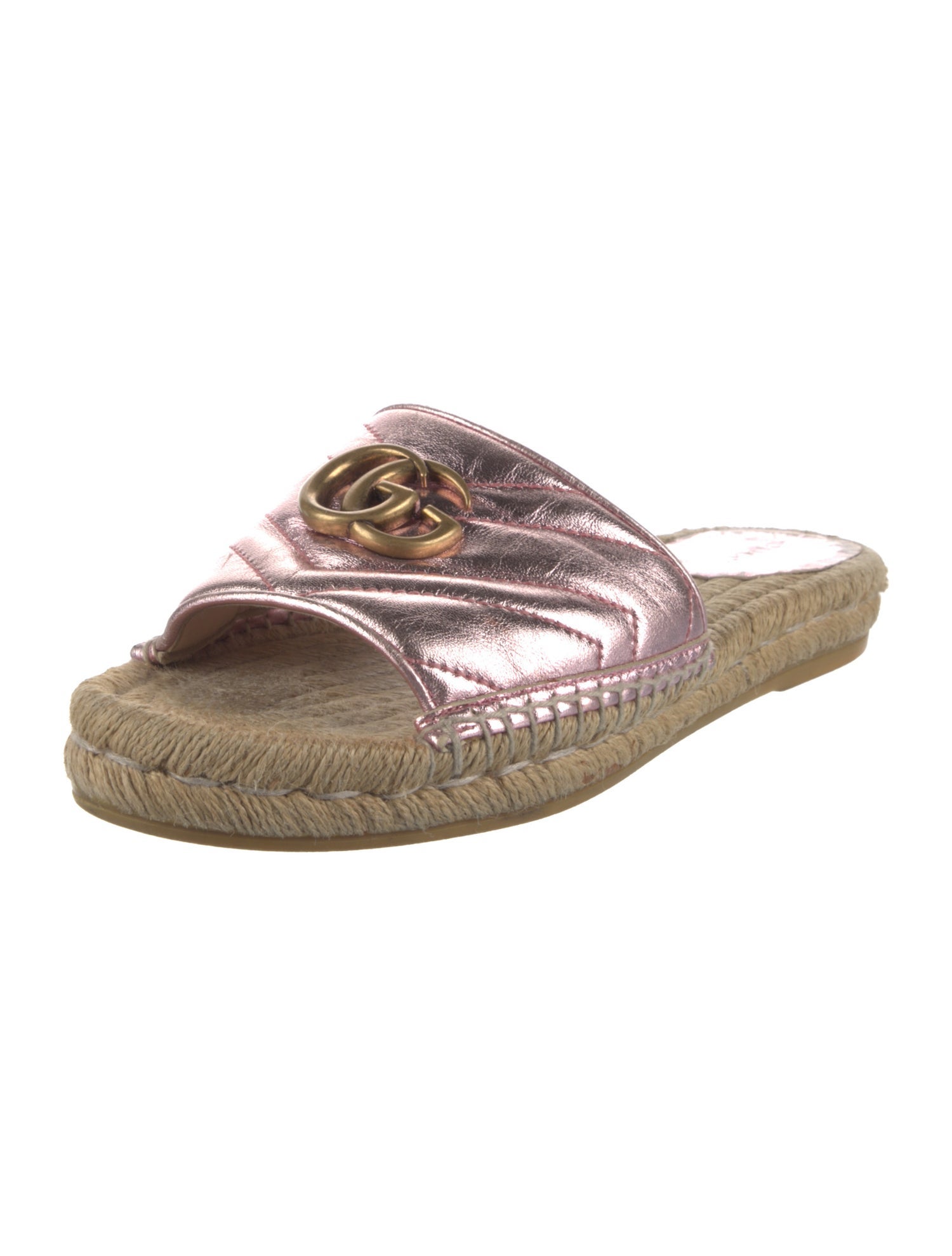 Gucci Double G Logo Leather Espadrilles
