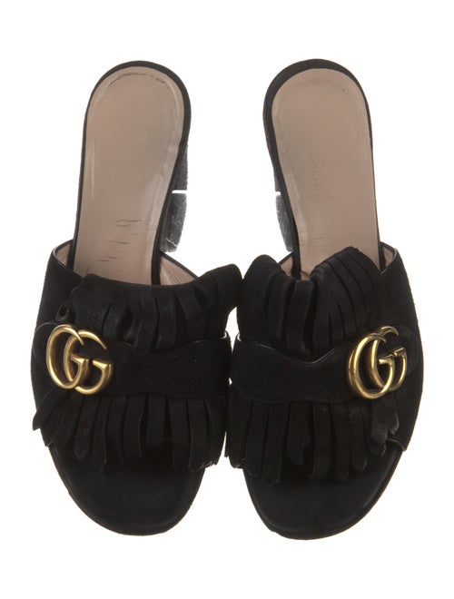 Gucci Double G Logo Suede Mules