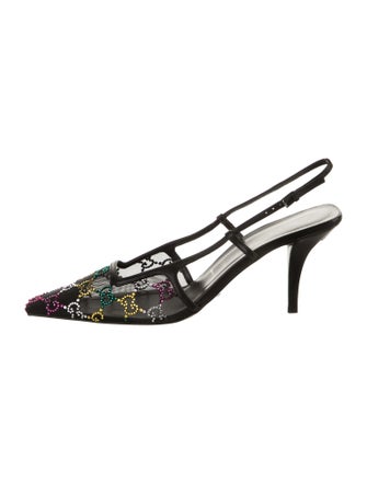 Gucci GG Canvas Mesh Slingback Pumps