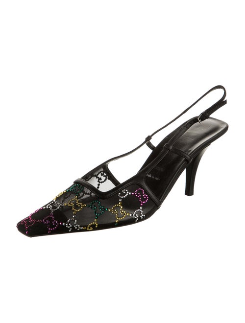 Gucci GG Canvas Mesh Slingback Pumps