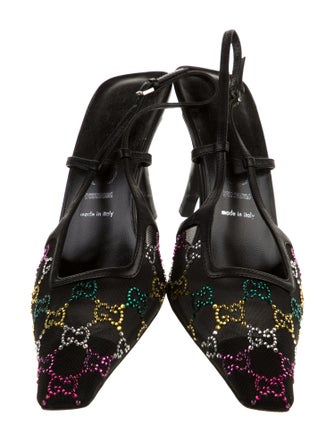 Gucci GG Canvas Mesh Slingback Pumps