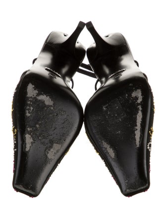 Gucci GG Canvas Mesh Slingback Pumps