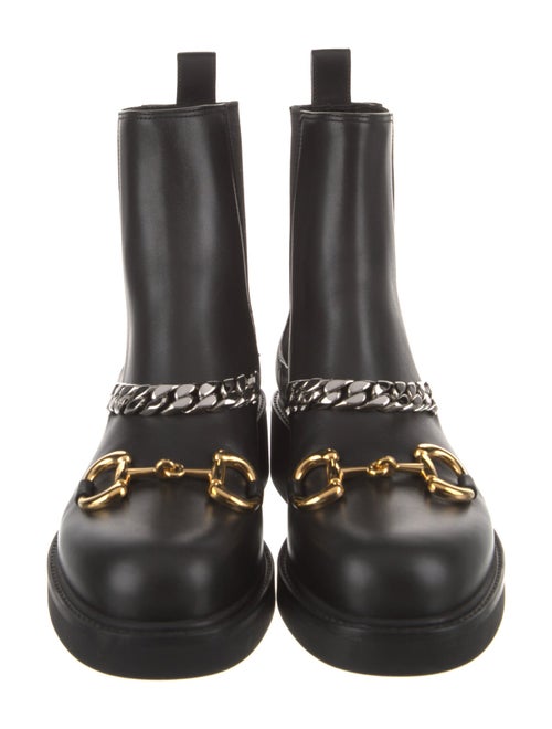 Gucci Chain-Link Accent Leather Chelsea Boots