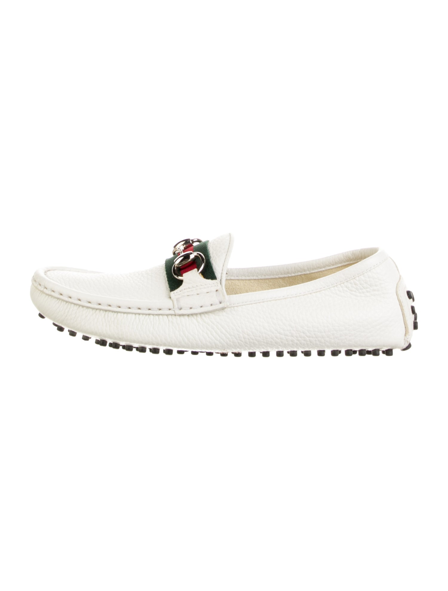 Gucci Web Accent Leather Loafers