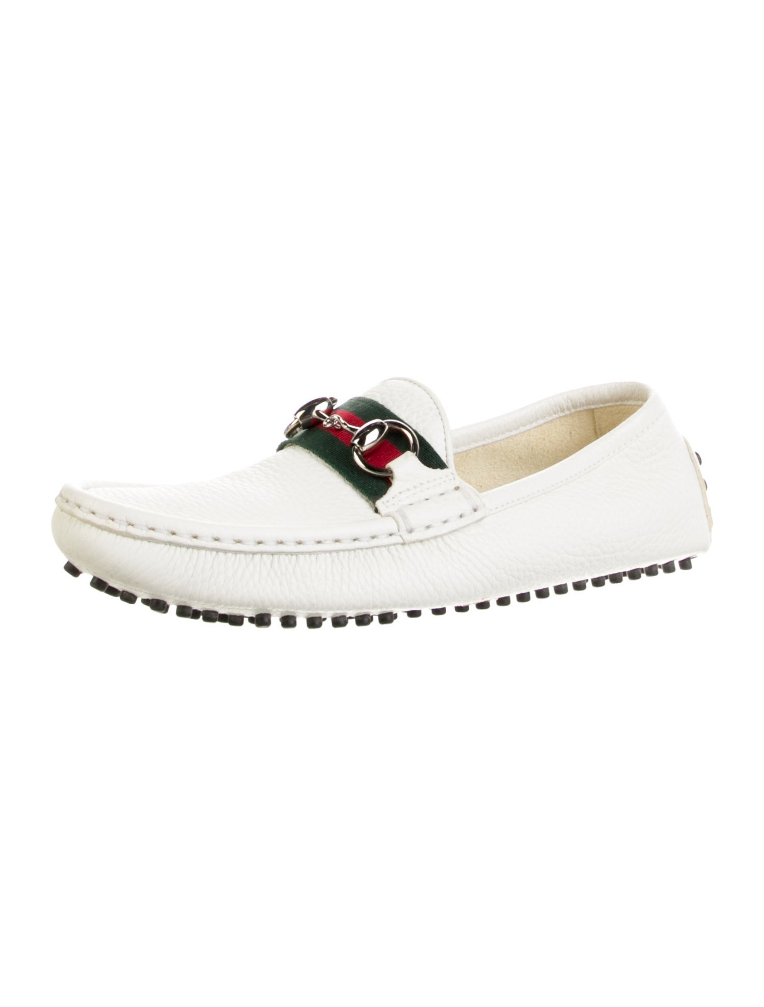 Gucci Web Accent Leather Loafers
