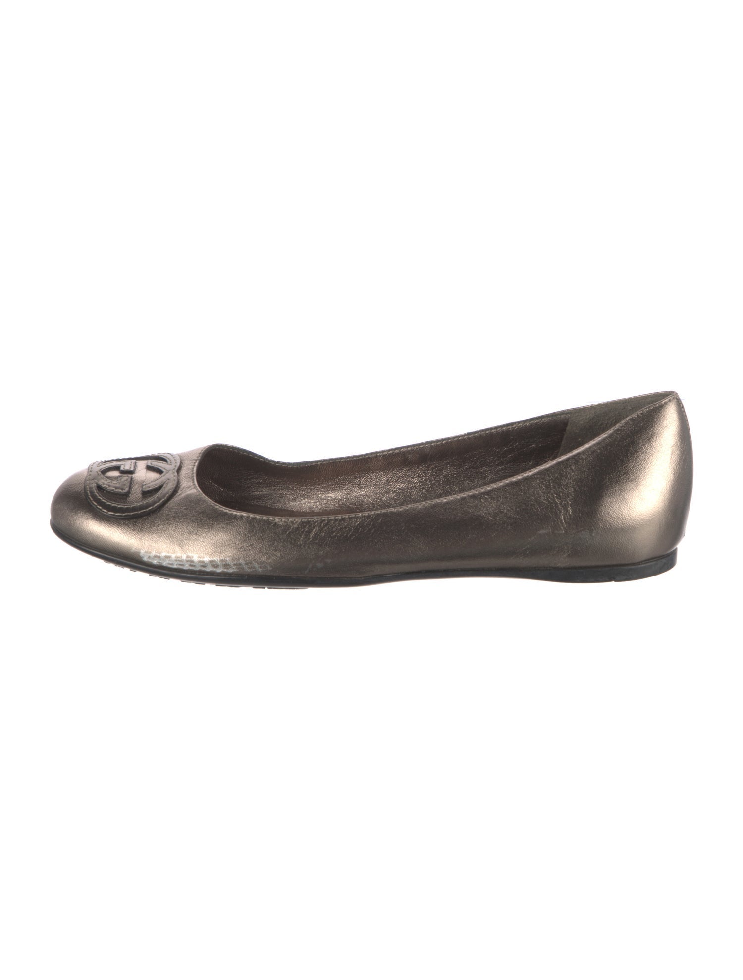 Gucci Interlocking G Logo Leather Ballet Flats