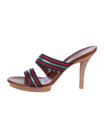 Gucci Web Accent Striped Slides