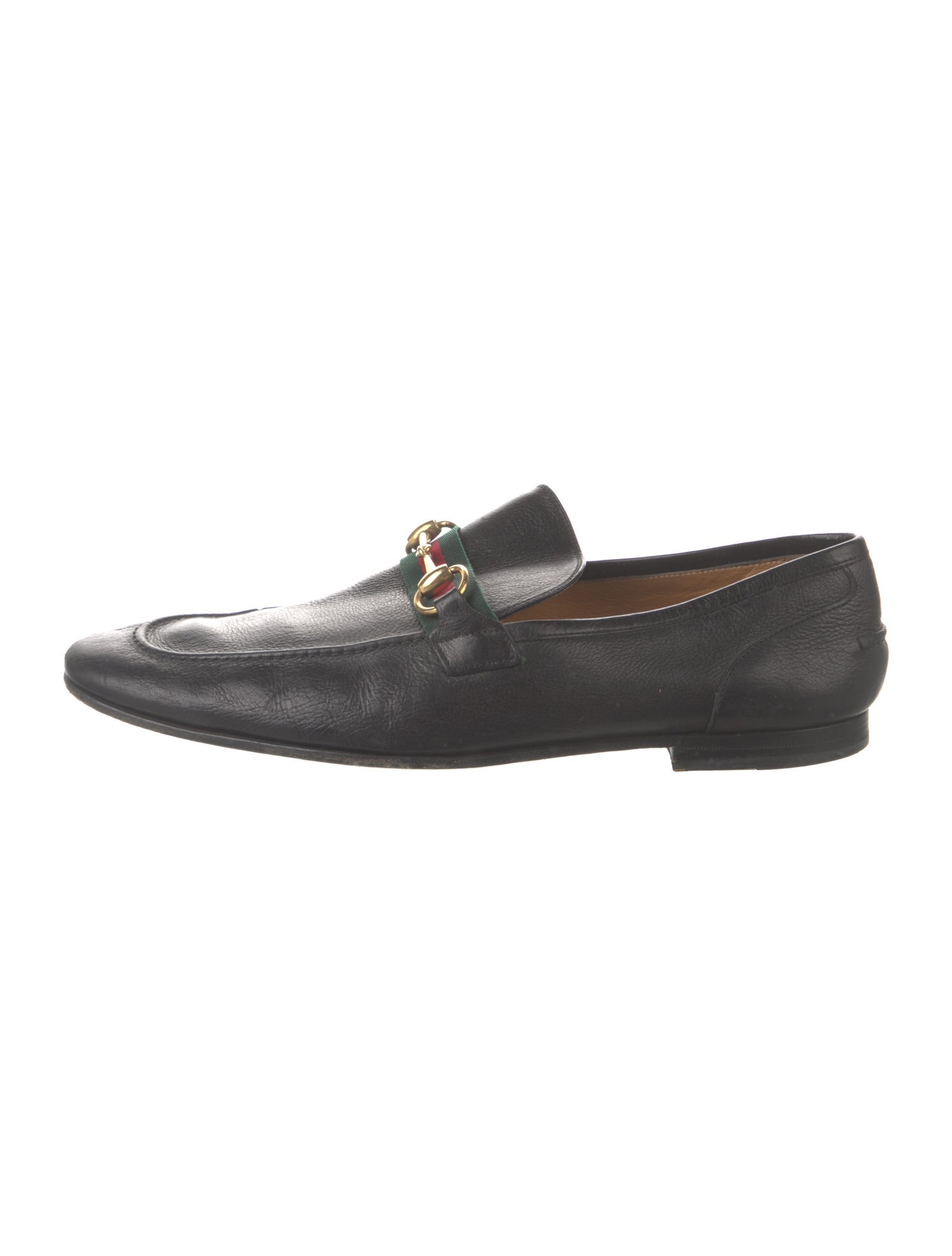 Gucci Web Accent Leather Loafers