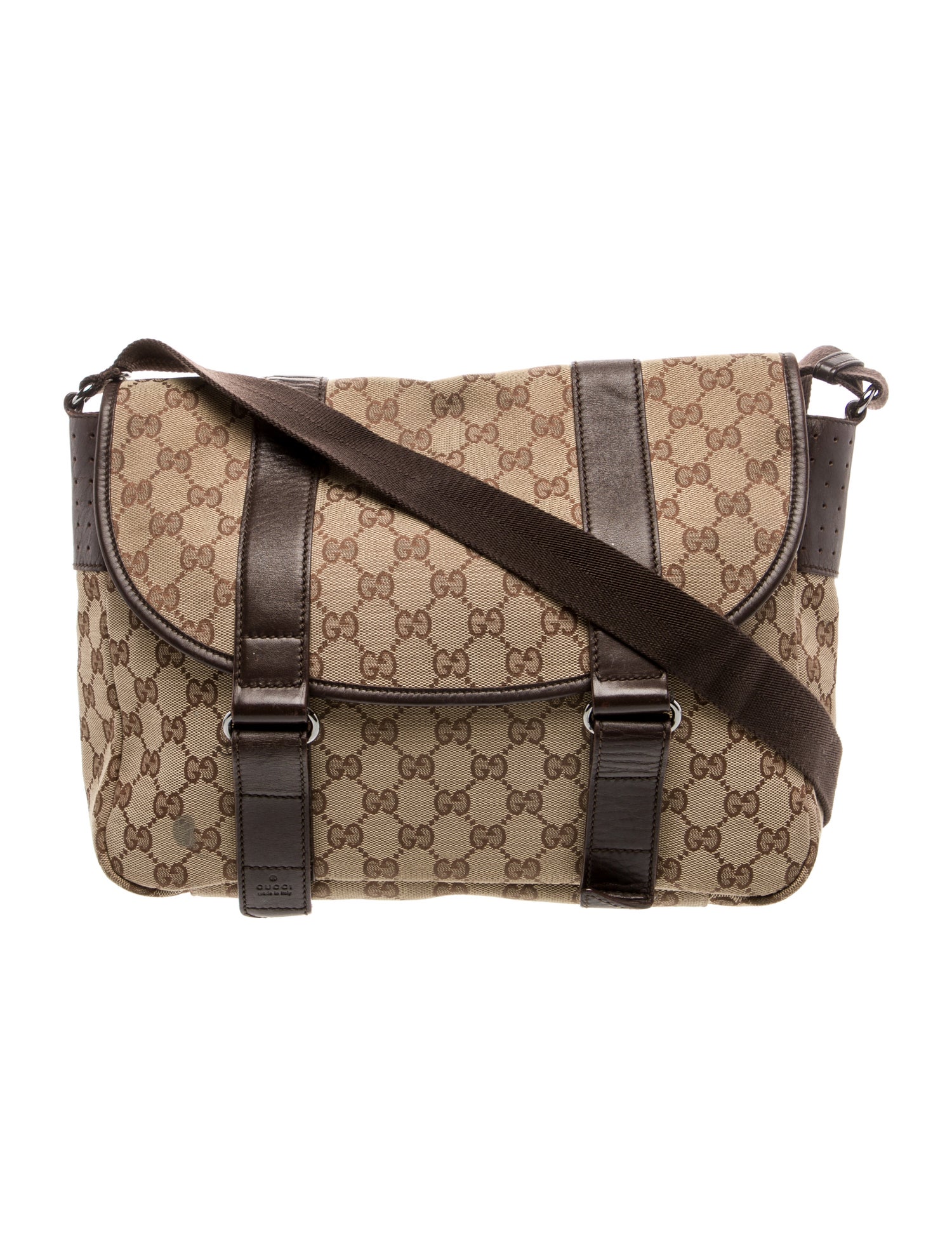 Gucci GG Canvas GG Canvas Double Buckle Flap Crossbody Bag Small