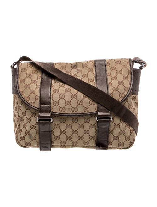 Gucci GG Canvas GG Canvas Double Buckle Flap Crossbody Bag Small