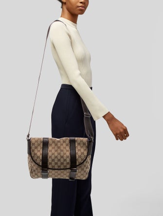 Gucci GG Canvas GG Canvas Double Buckle Flap Crossbody Bag Small