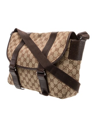 Gucci GG Canvas GG Canvas Double Buckle Flap Crossbody Bag Small