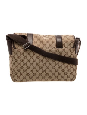 Gucci GG Canvas GG Canvas Double Buckle Flap Crossbody Bag Small
