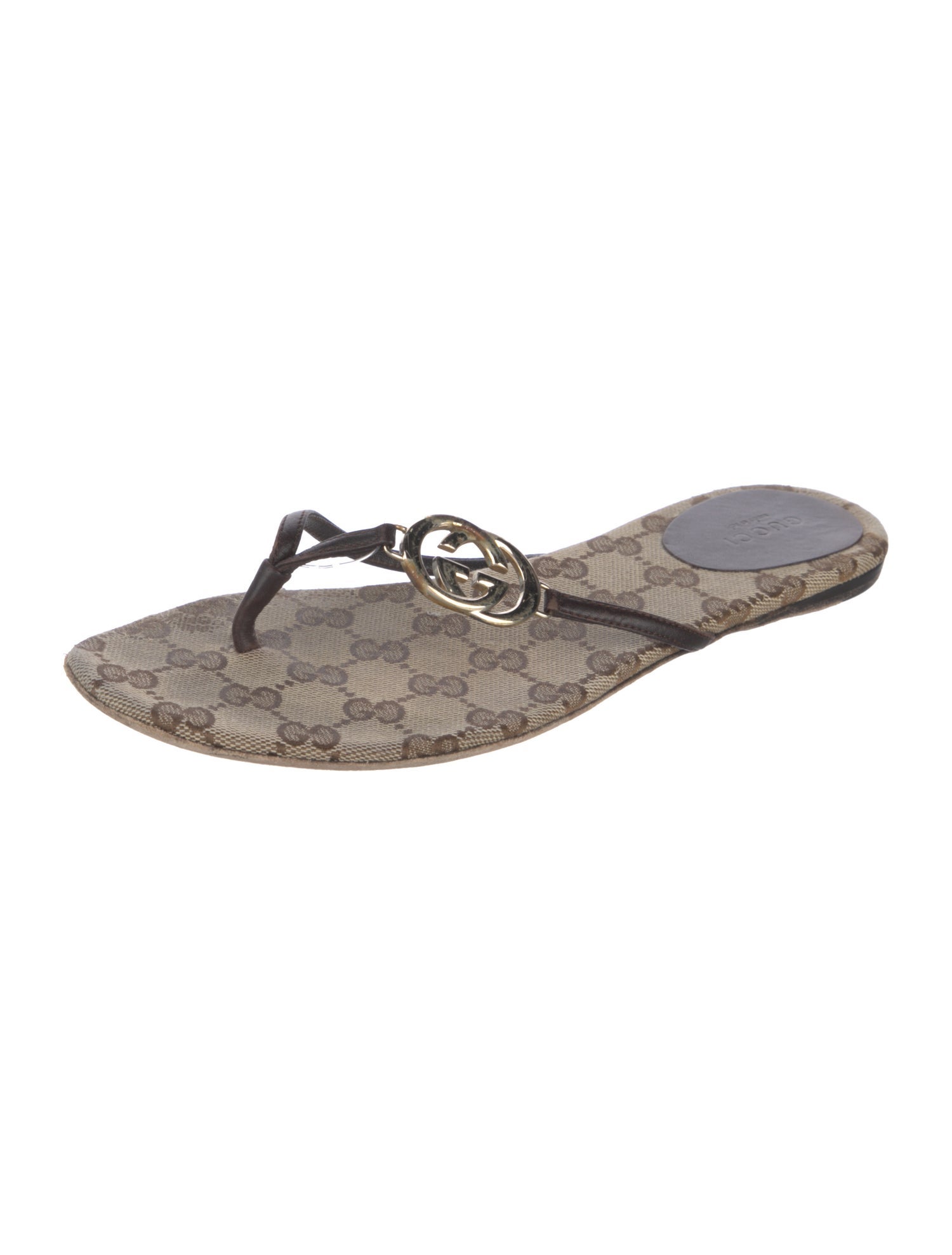 Gucci Interlocking G Logo Leather Flip Flops