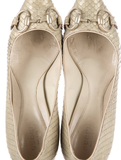 Gucci Horsebit Accent Snakeskin Pumps